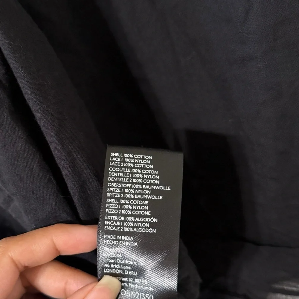 FREE PEOPLE Evermore Lace Button Down Ruffle Black Cami Tank Top - Picture 6 of 8